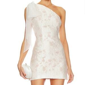 Elliatt April Dress Ivory One Shoulder Bow Mini Dress Bridal Cocktail Size Small